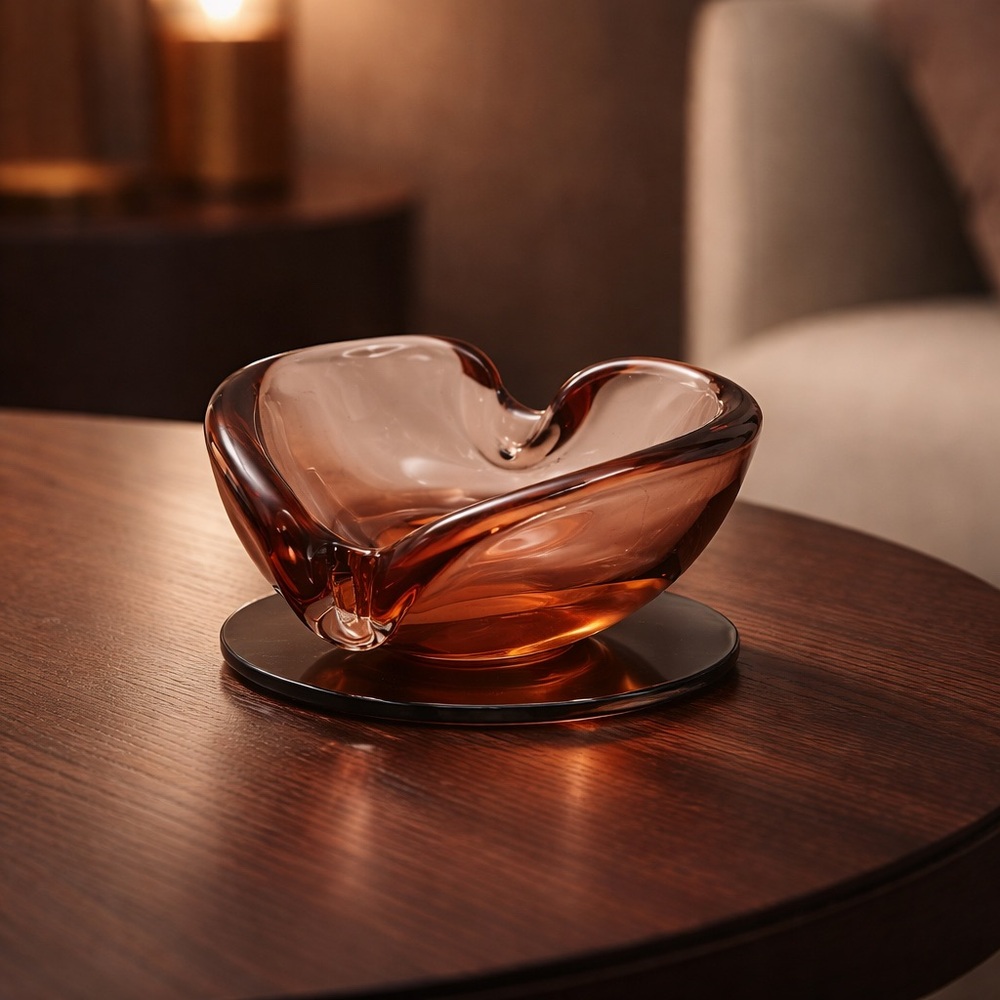 Vintage Pink Glass Heart Ashtray